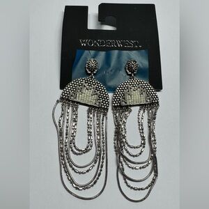 9.5cm WONDERWEST-Silver Statement Earrings